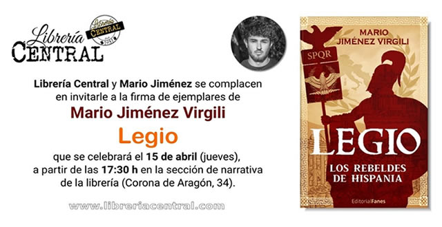 Mario Jiménez firma ejemplares de Legio en librería Central de Zaragoza